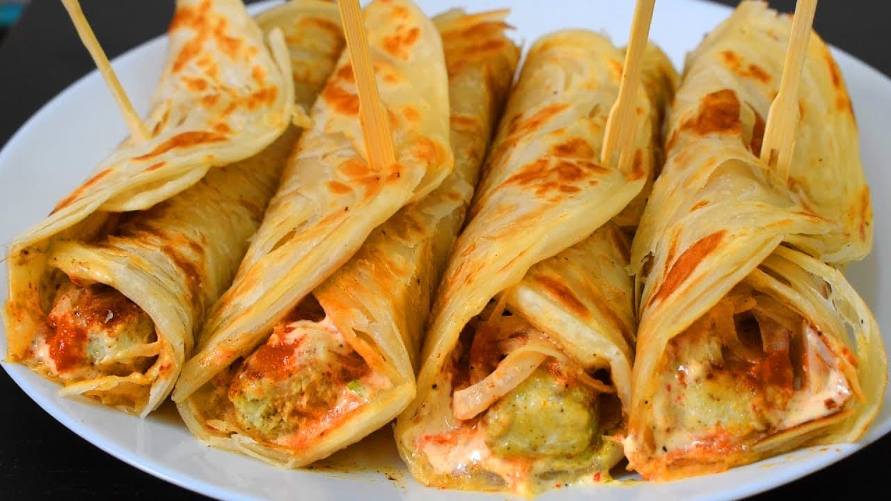Double seekh paratha roll